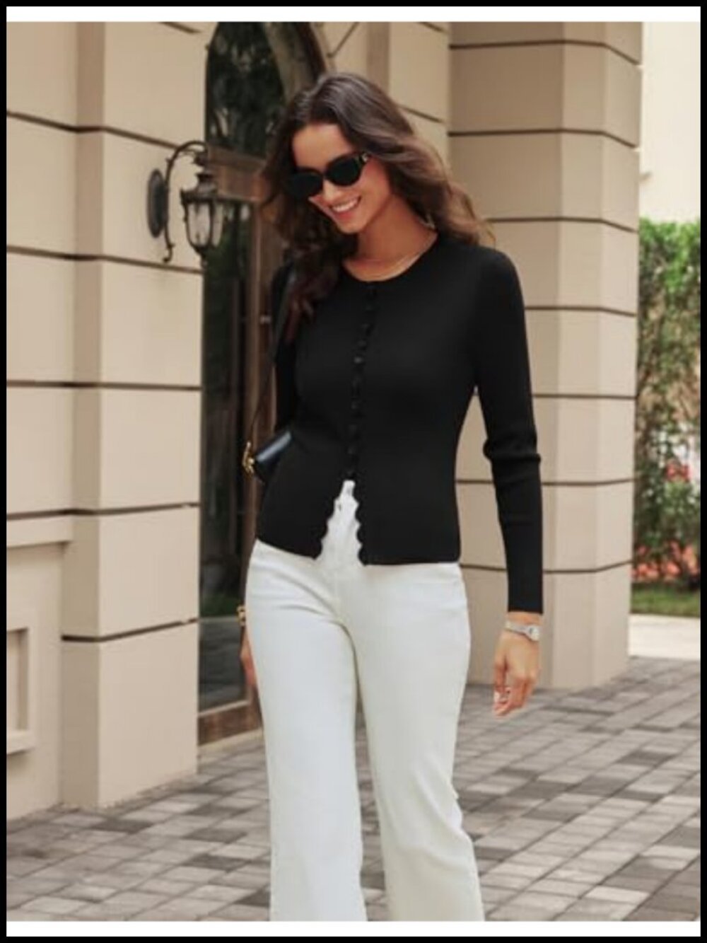 Lightweight Cropped Cardigan Button Up Scalloped Knit Top for Women - Picture 3 of 6